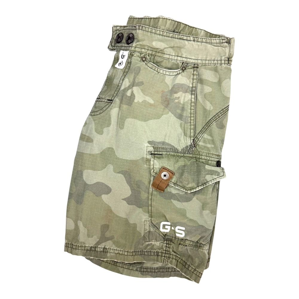 G Star Shorts Mens Medium Camo Military Cargo Y2K Baggy Skater Punk Grunge